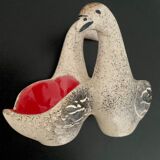 Duo goose-shaped goose and pepper shaker in ceramic