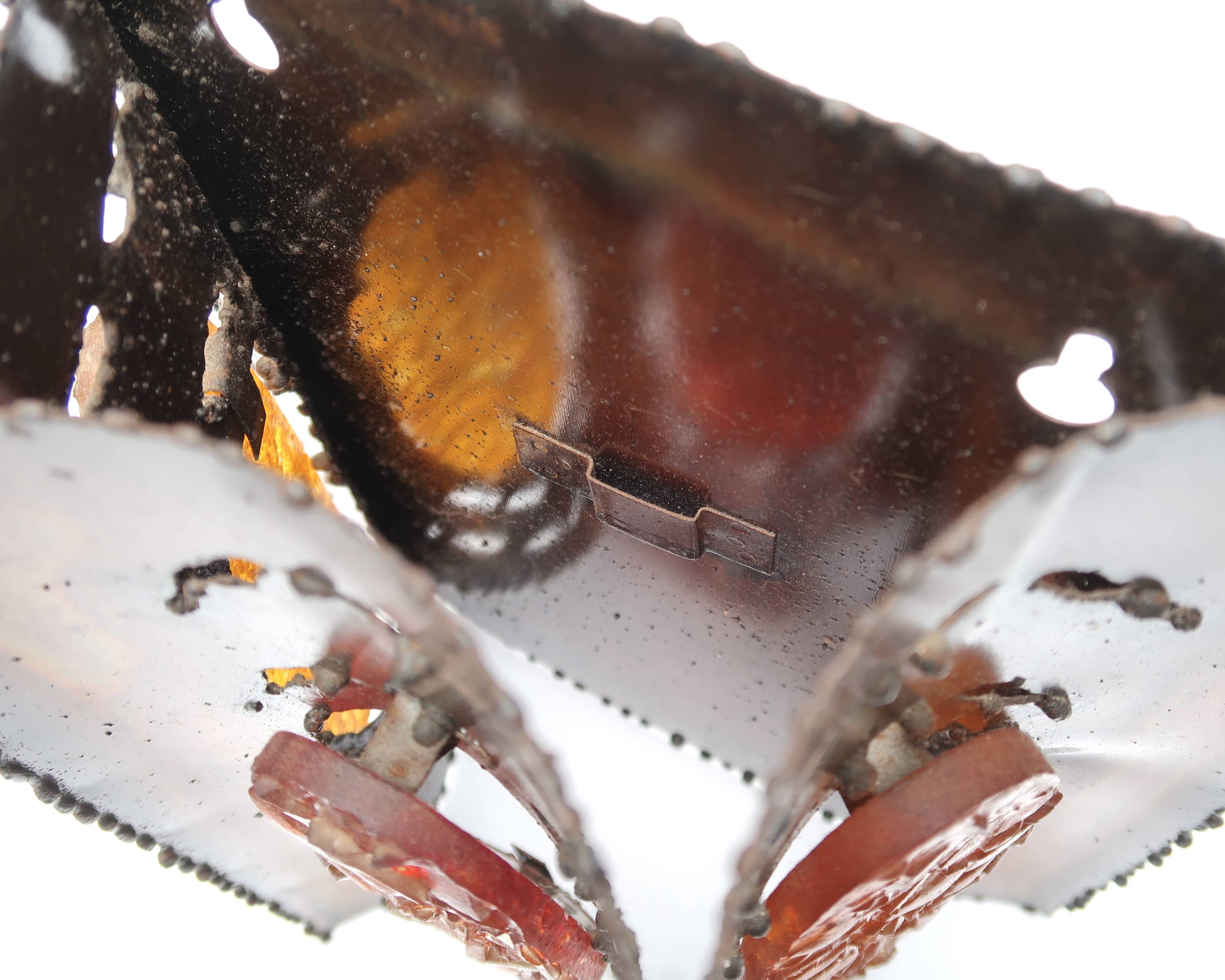 Pair of brutalist Accolay wall lights in copper and resin, 1960s