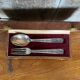 Antique Cutlery Fork & Spoon Silver Metal + Vintage Box Set #B337