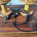 Pair of vintage rattan lamps