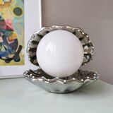Vintage table lamp in silver ceramic shell 1990