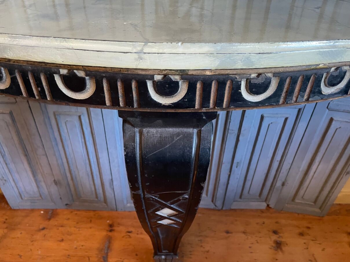 Half-moon console side table faux marble