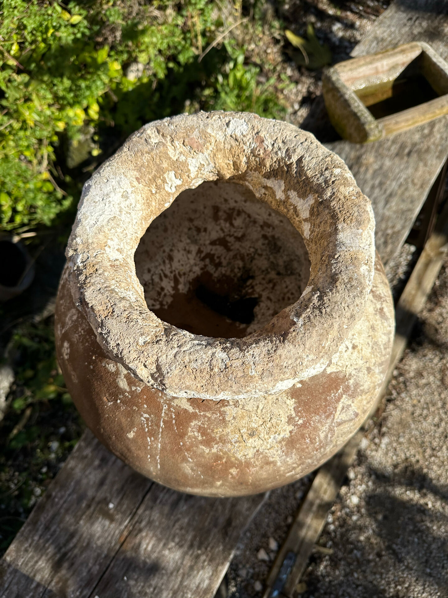 Ancient terracotta pottery jar from the 19th century.