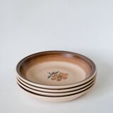 Set of 5 Gien stoneware soup plates with flowers 1970