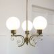 Vintage Italian Brass and Opaline Chandelier