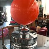 Chrome lamp and large diameter opaline 70s current Space Age