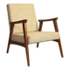 Fauteuil scandinave en bois design vintage original 1970 tissus granola beige fauteuil pour le salon après rénovation
