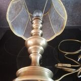 Lampe à poser marque CVL laiton massif abat-jour en peau style antique