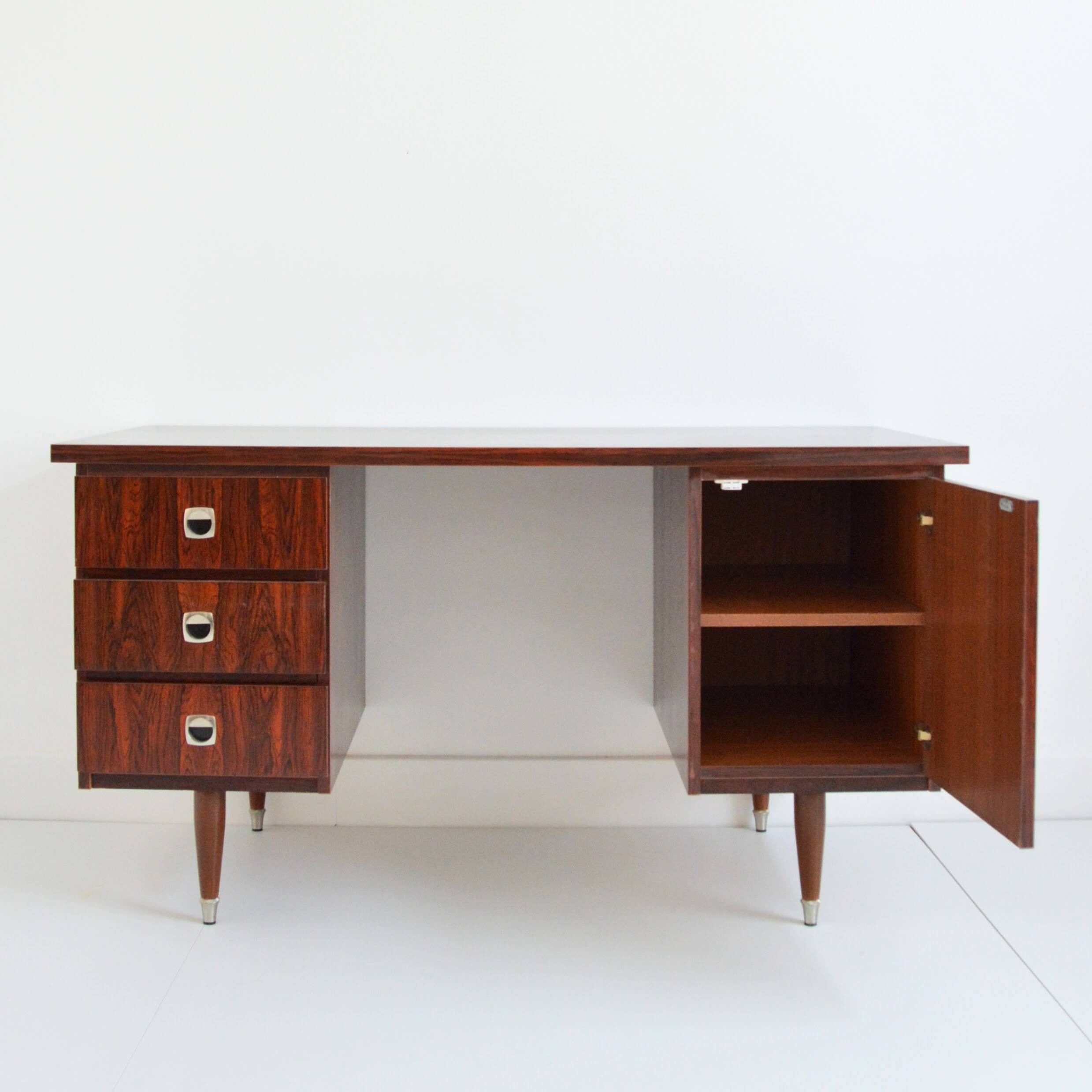 Scandinavian rosewood desk 1960 vintage