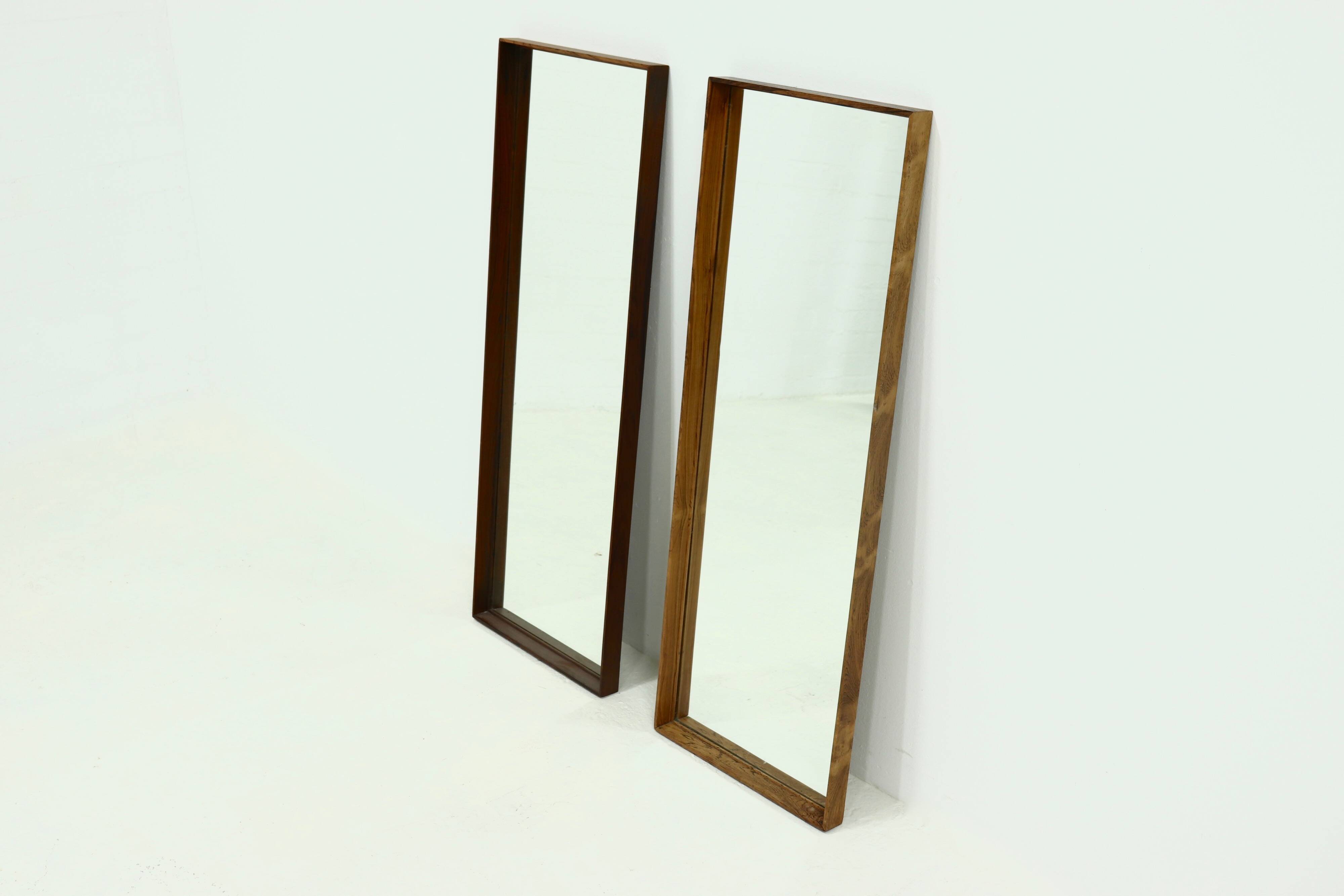Large Scandinavian Rectangular Rosewood Mirror 1960s
