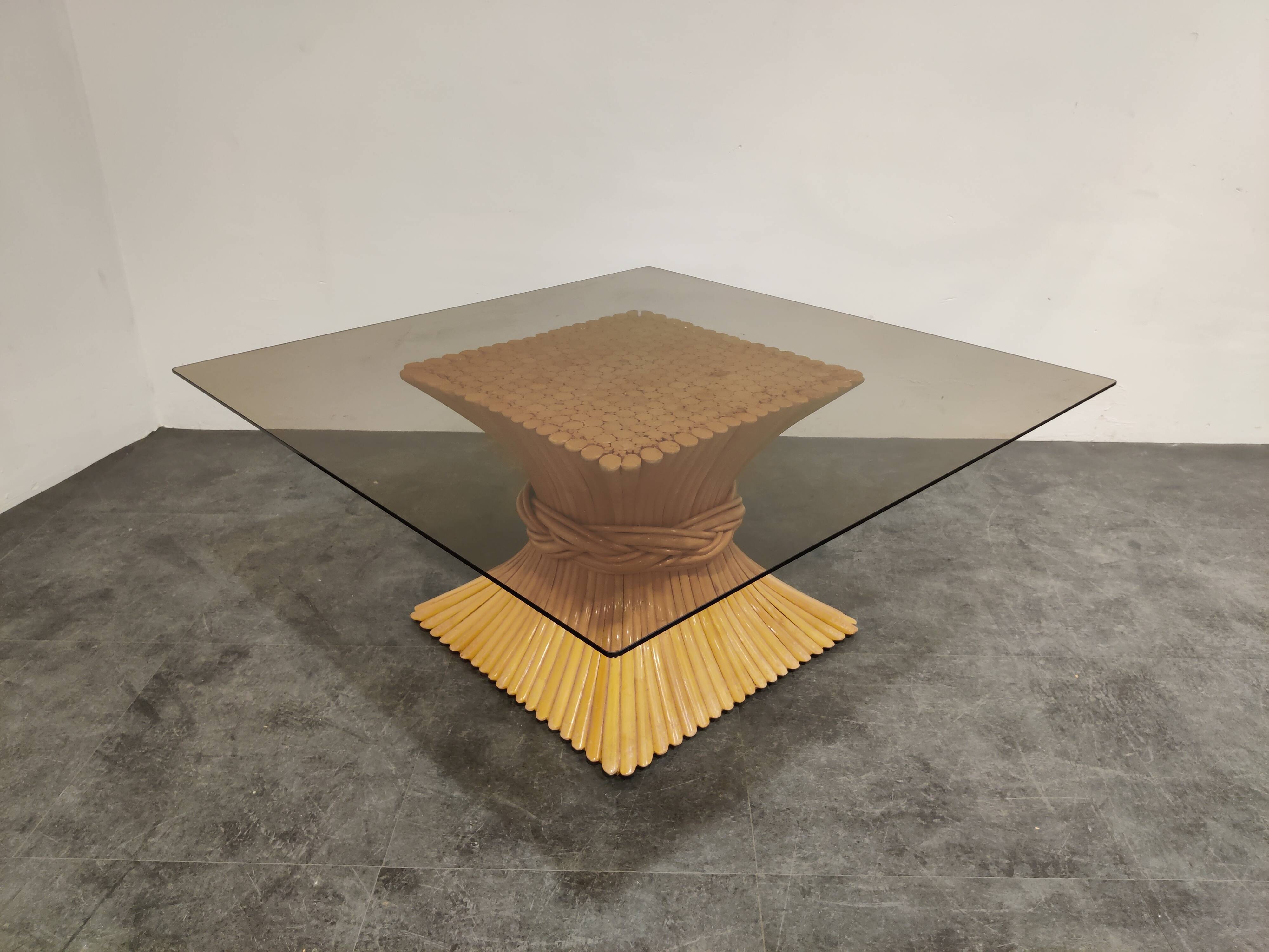 Bamboo coffee table by McGuire, 1980s