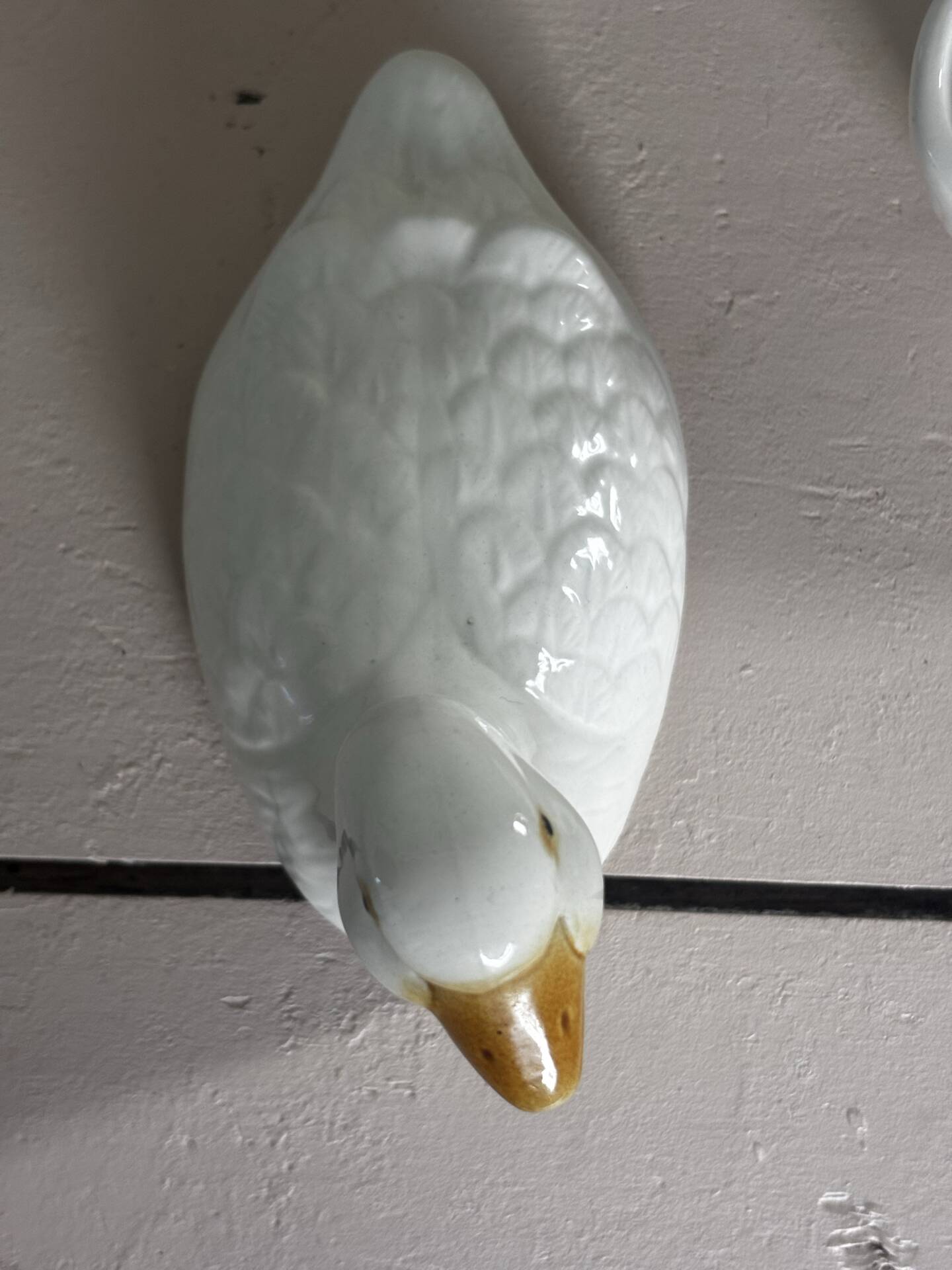Small zoomorphic terrine, goose slipware, Michel Caugant