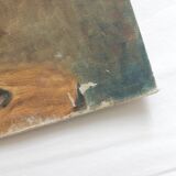 Peinture ancienne huile sur carton bouquet de fleurs