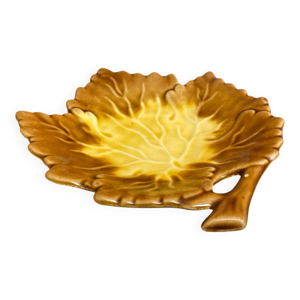 Vide poche ancien orfinox forme feuilles céramique barbotine vintage #
