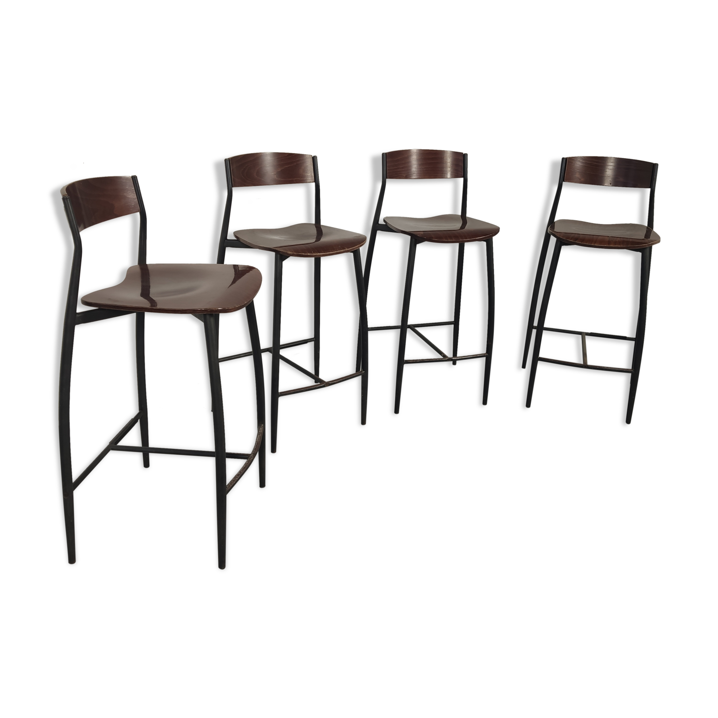 Lot 4 industrial bar stools 70s