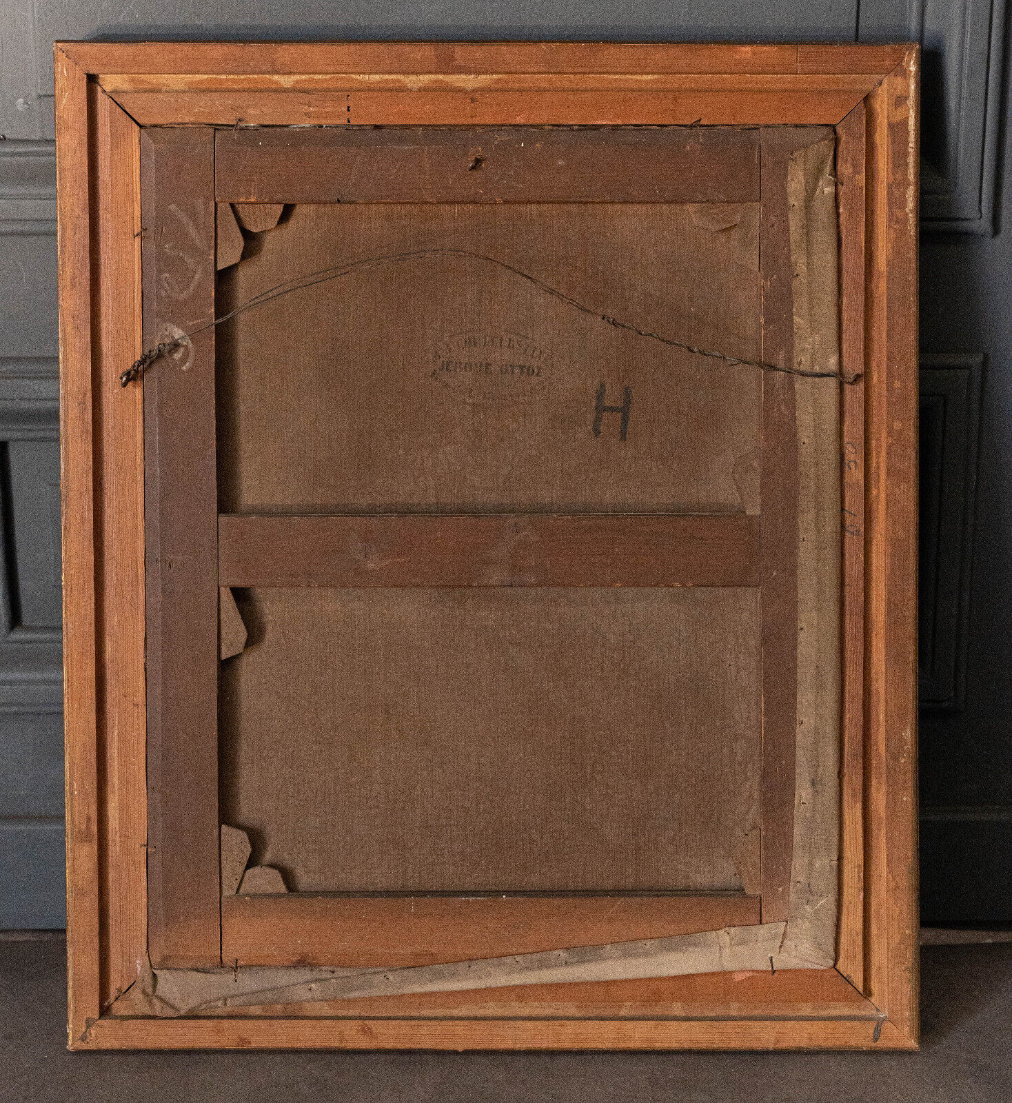 Oil on canvas portrait of bearded man XIXth Stamp Jerome Ottoz H