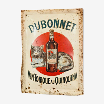 Pushed and domed sheet metal Dubonnet tonic wine with Quinquina