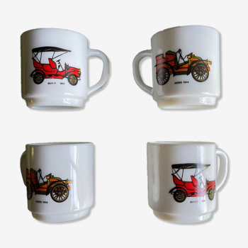 4 coffee cups Arcopal decor cars