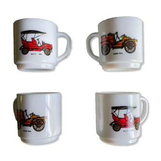 4 coffee cups Arcopal decor cars
