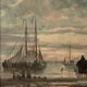 Mid 20th Century "Fishing Boat at Sea" Oil Painting