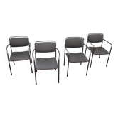 4  Reupholstered Vintage Chairs Chrom GDR 70s