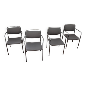 4 vintage upholstered chairs Chrom GDR from the 1970s