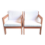 Paire de fauteuils par Magne France tissu déhoussable