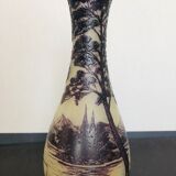 Multi-layer glass vase with acid engraved decoration