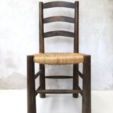 Chaise bois paillée brutaliste