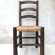 Brutalist straw wooden chair
