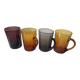 Set of 4 coloured pressed glass mugs, vintage style.