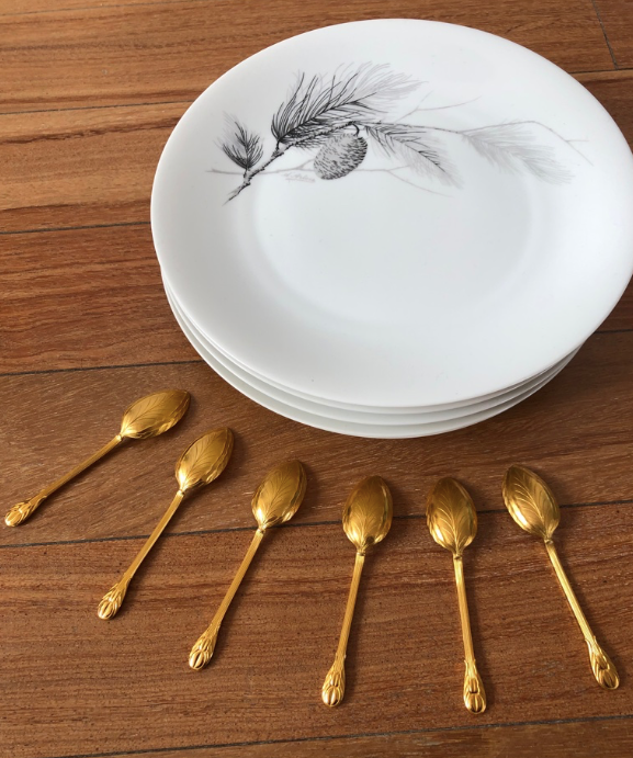 Lot of 6 golden spoons