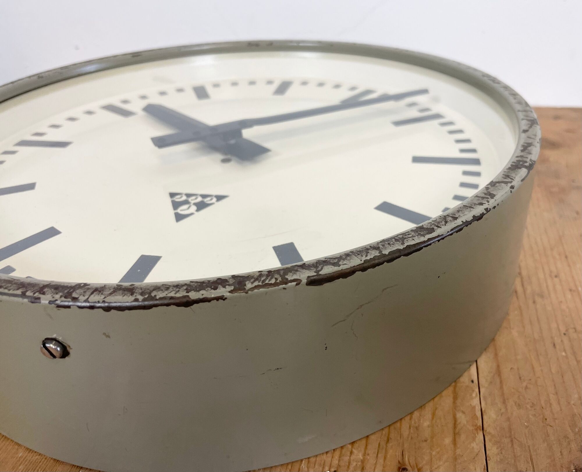 Grey Industrial Factory Wall Clock from Pragotron, 1960s
