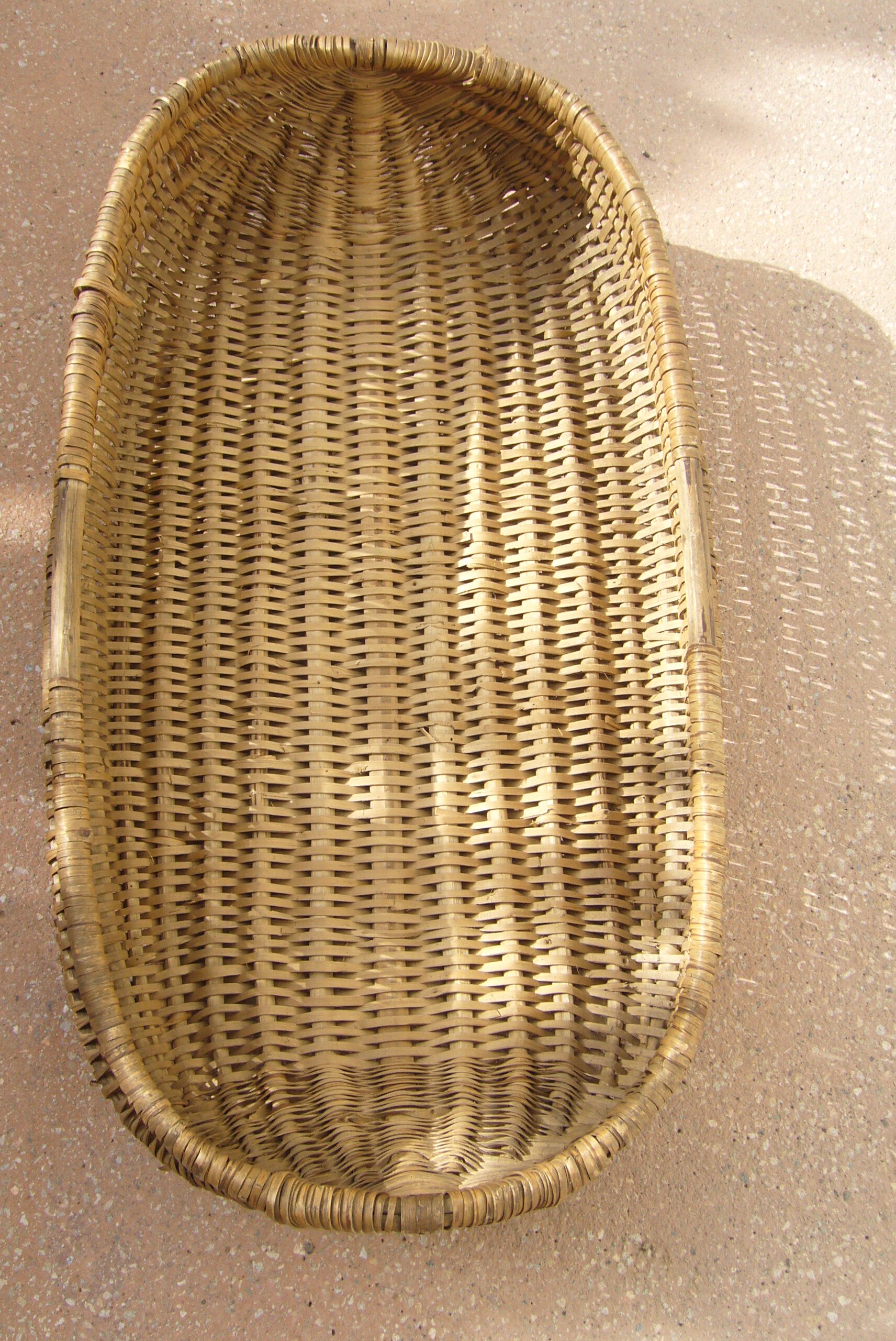 Old wicker laundry basket