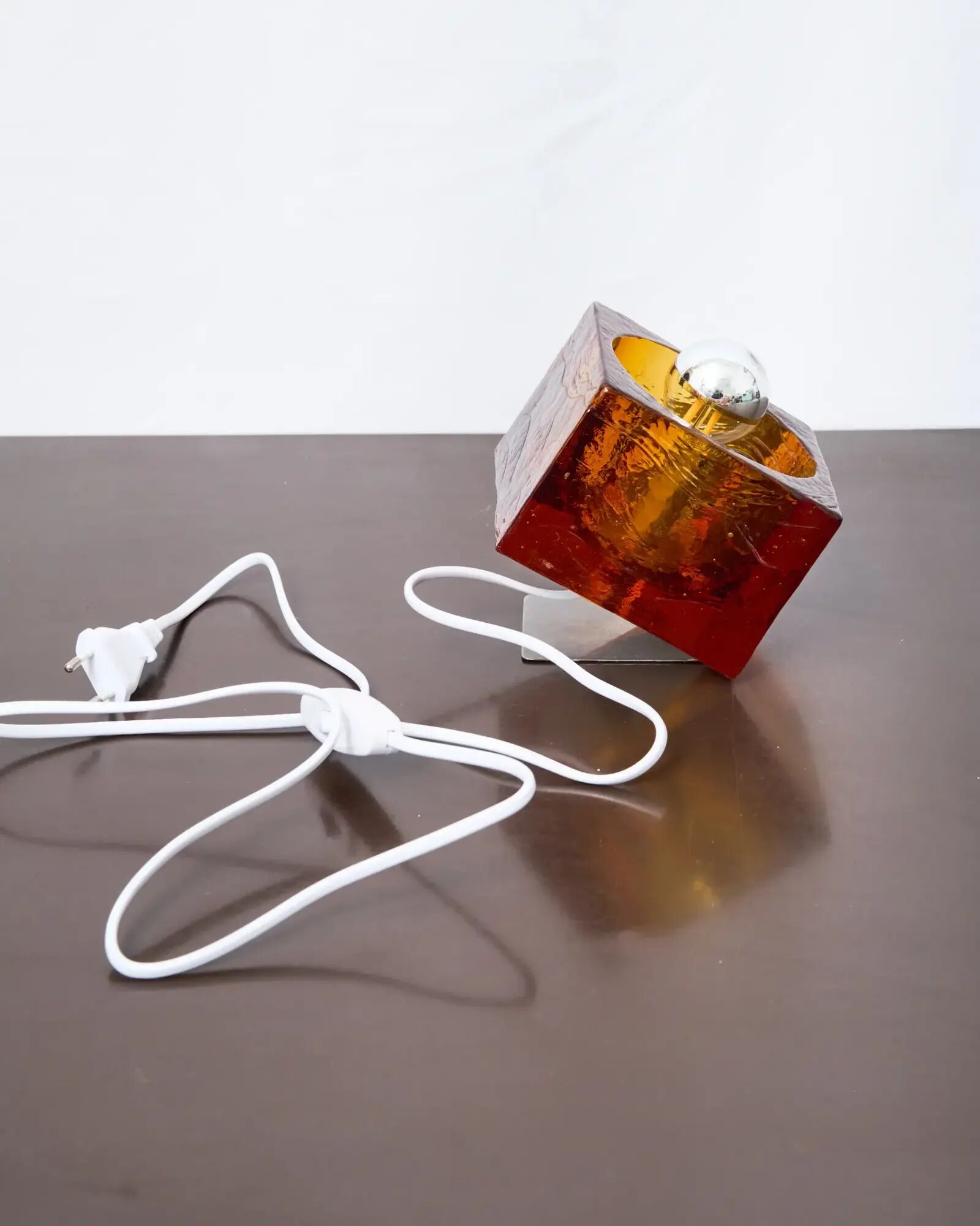 Cubic table lamp "Coca" in Murano glass, Italy, 1970s