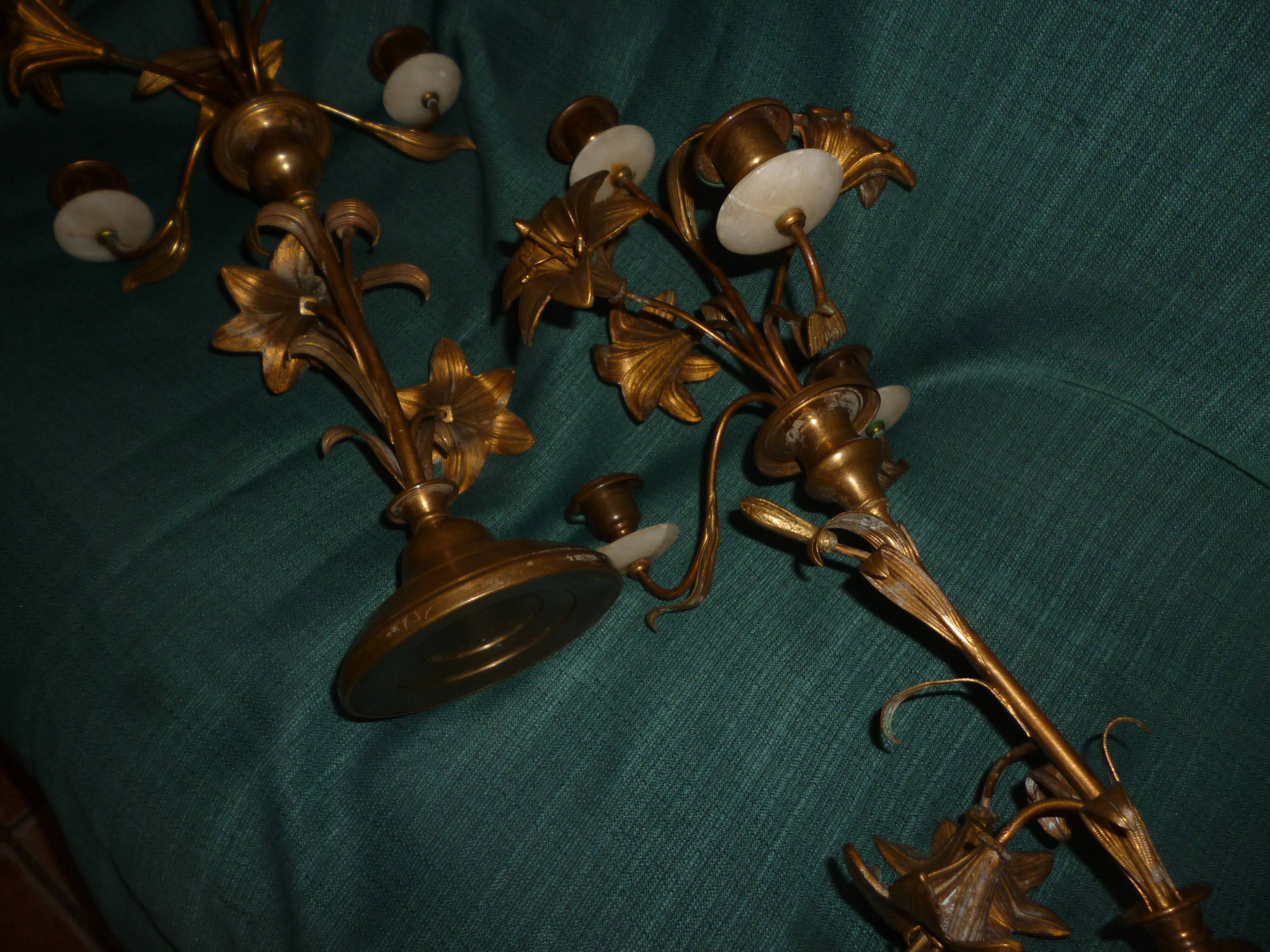 Paire de candélabres bronze laiton XIX