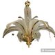 Venini palm chandelier in Murano glass and golden structure, Italy 1980s