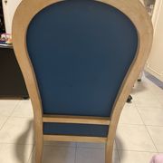 Voltaire armchair with cerused wood and blue fabric
