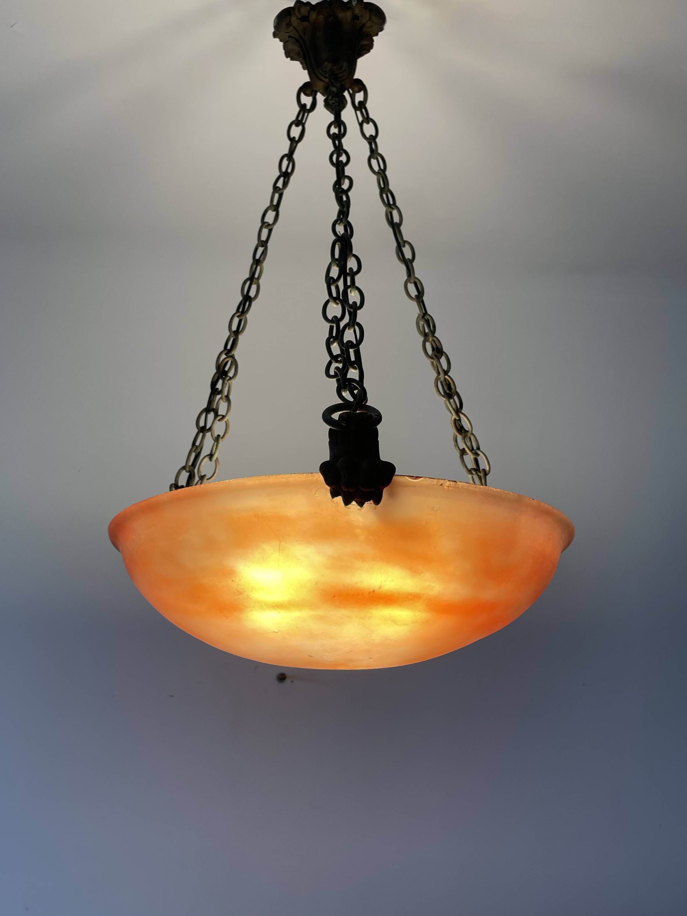 Art Deco pendant light in marbled glass