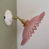 Vintage pink plastic lampshade wall light