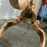 Lampadaire vintage en bronze , laiton et onyx, trépied