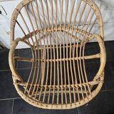 Paire de fauteuils en rotin des années 60