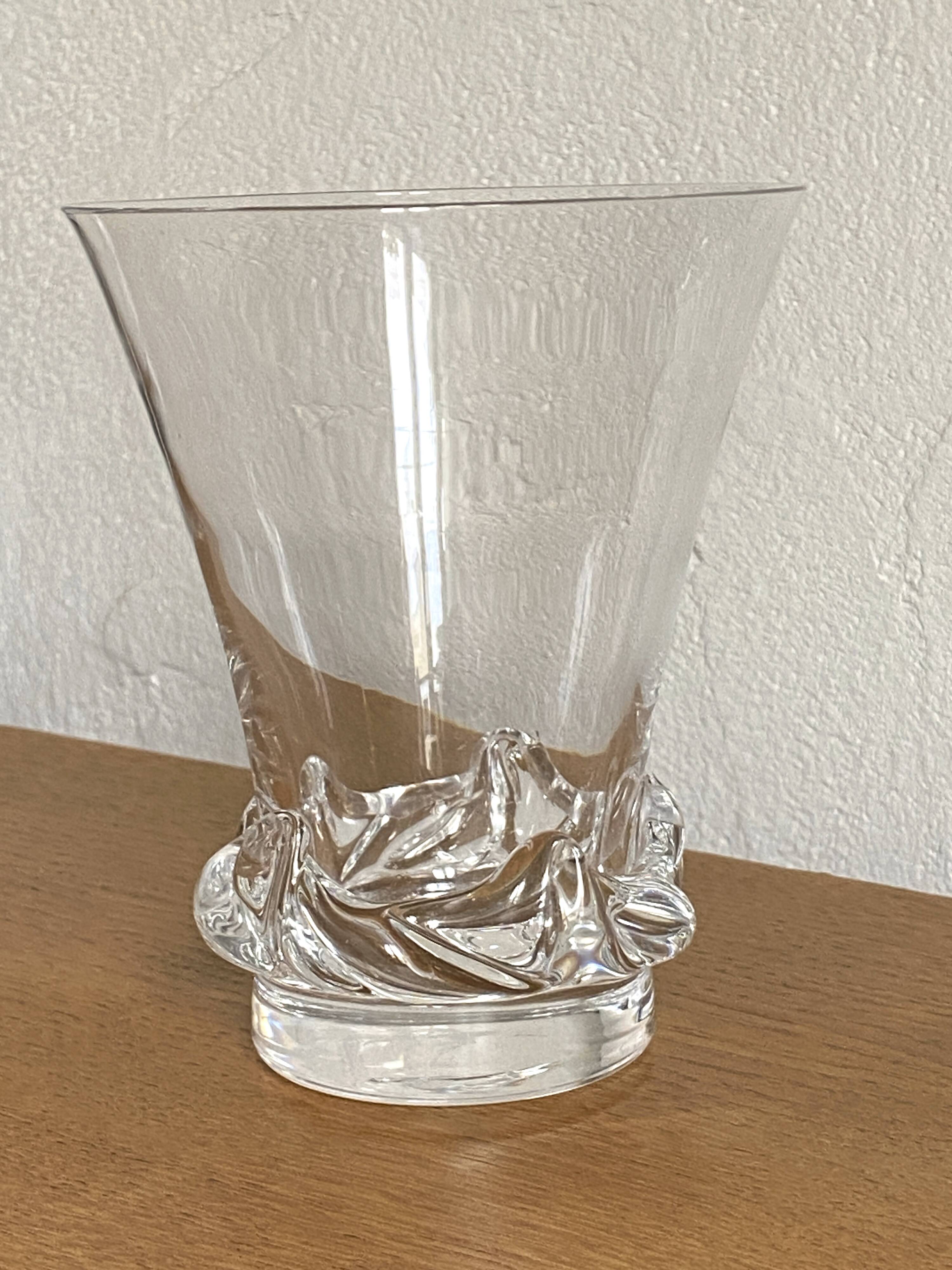 Daum France crystal vase, Sorcy model, signed