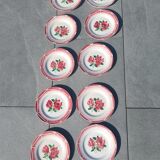 flat plates Digoin Sarreguemines Cibon – red roses decoration – vai