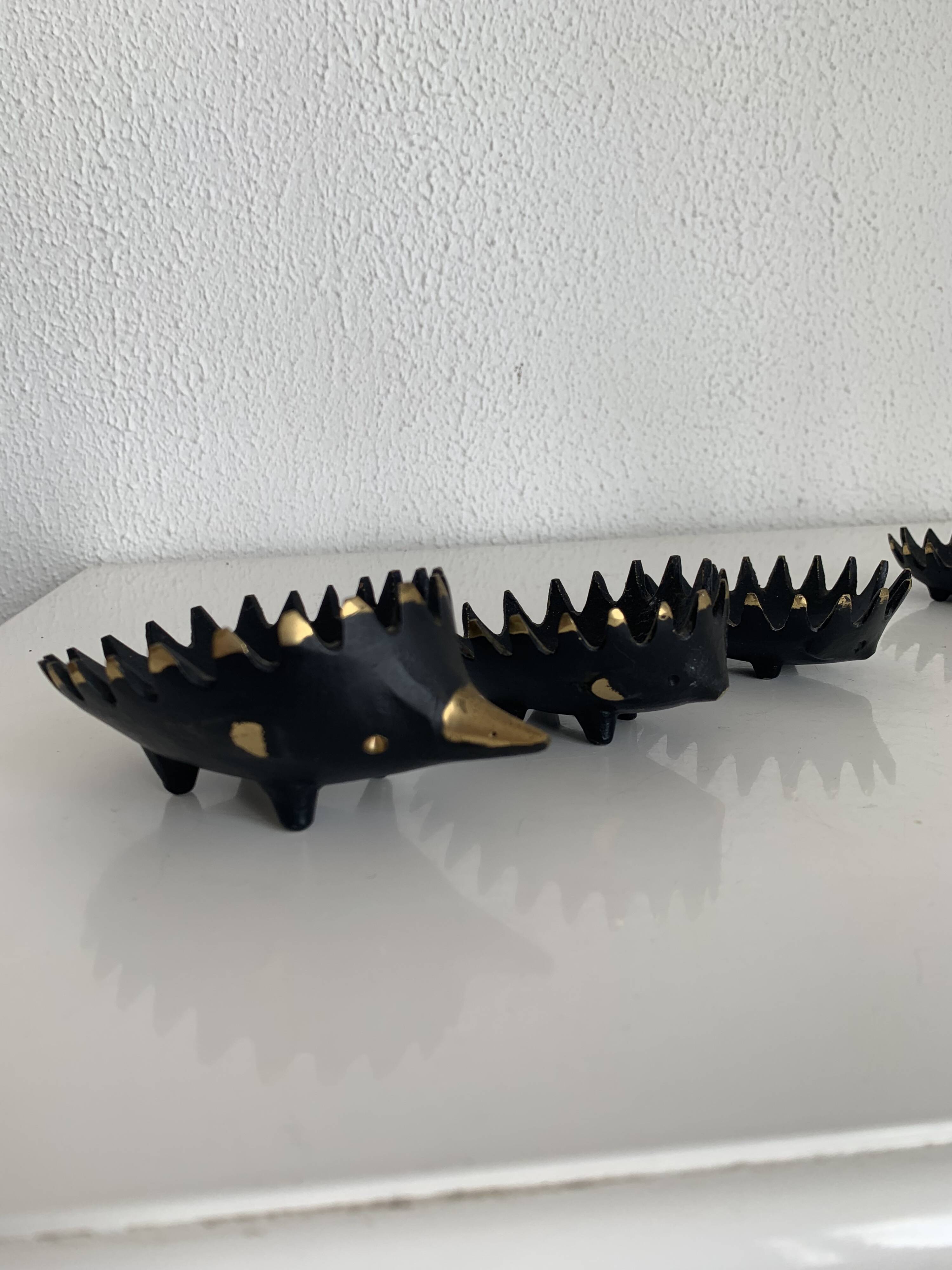 Vintage 1950 hedgehog ashtrays by Walter Bosse for Hertha Baller