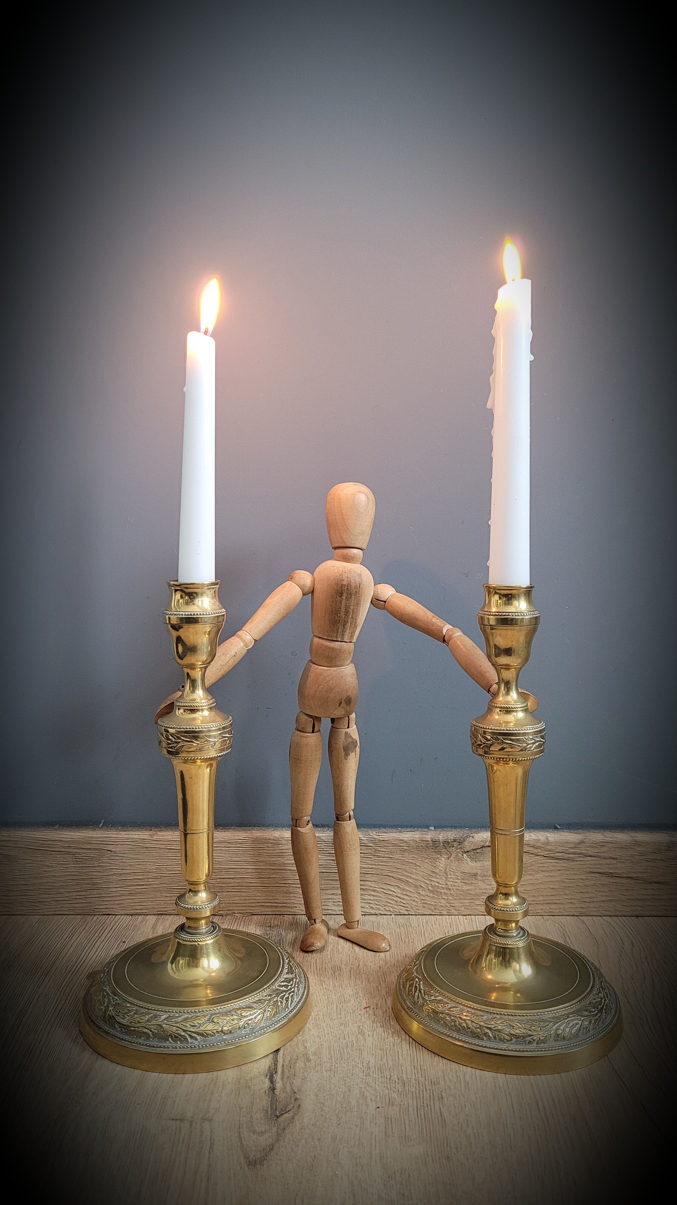Duo of gilded carved candlesticks
