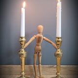 Duo of gilded carved candlesticks