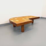 Barrois vintage shell-patterned comma coffee table in wood and ceramic.