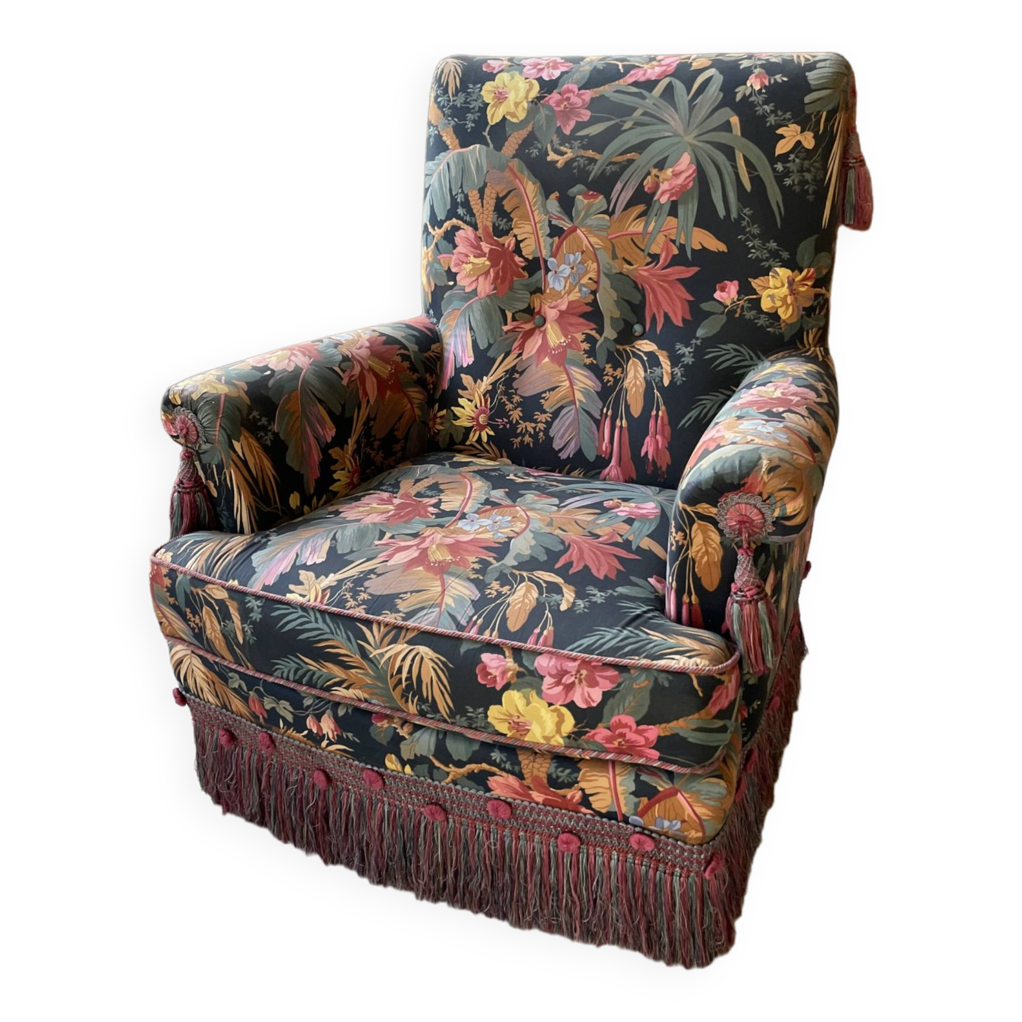 Jean Roche flowered armchair with armrests