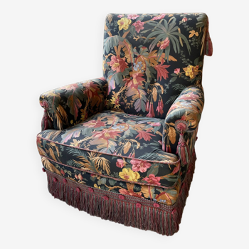 Fauteuil accoudoirs Jean Roche fleuri